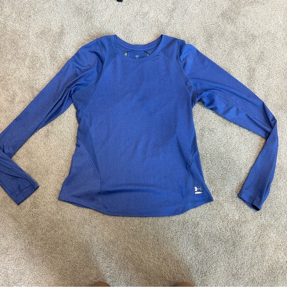 Under Armour Heathered blue long sleeve mesh cut-out back T-shirt Sz M - Picture 8 of 14